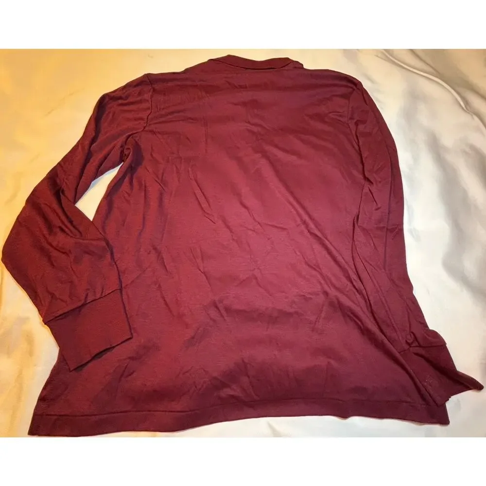 Ralph Lauren Mens Large Burgundy Pima Soft Touch Long Sleeve Polo Shirt